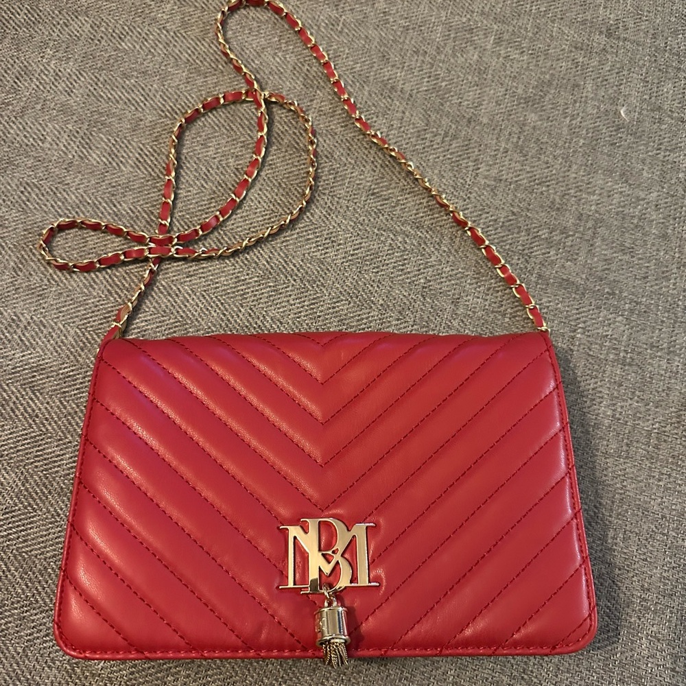 Badgley Mischka Red Quilted Crossbody Bag
